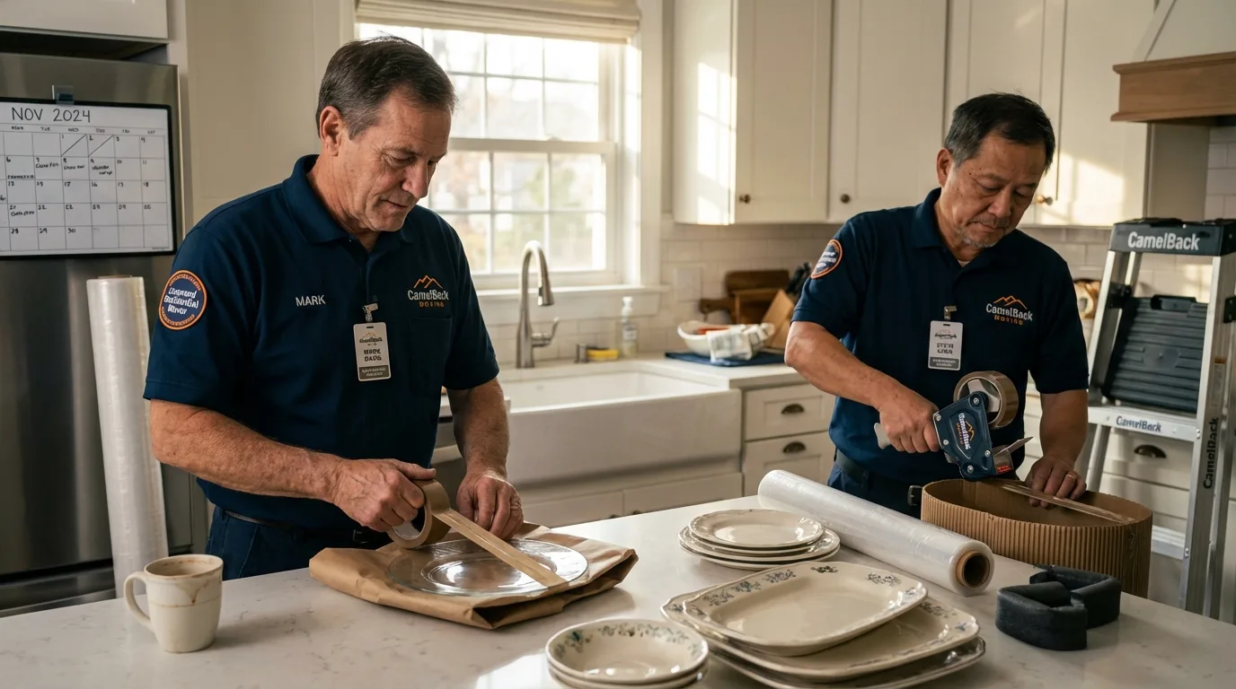 Professional crew packing kitchen dishware in Portland, OR